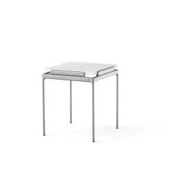 &Tradition Side Tables*Sett LN11 side table, Bianco carrara-dark chrome White