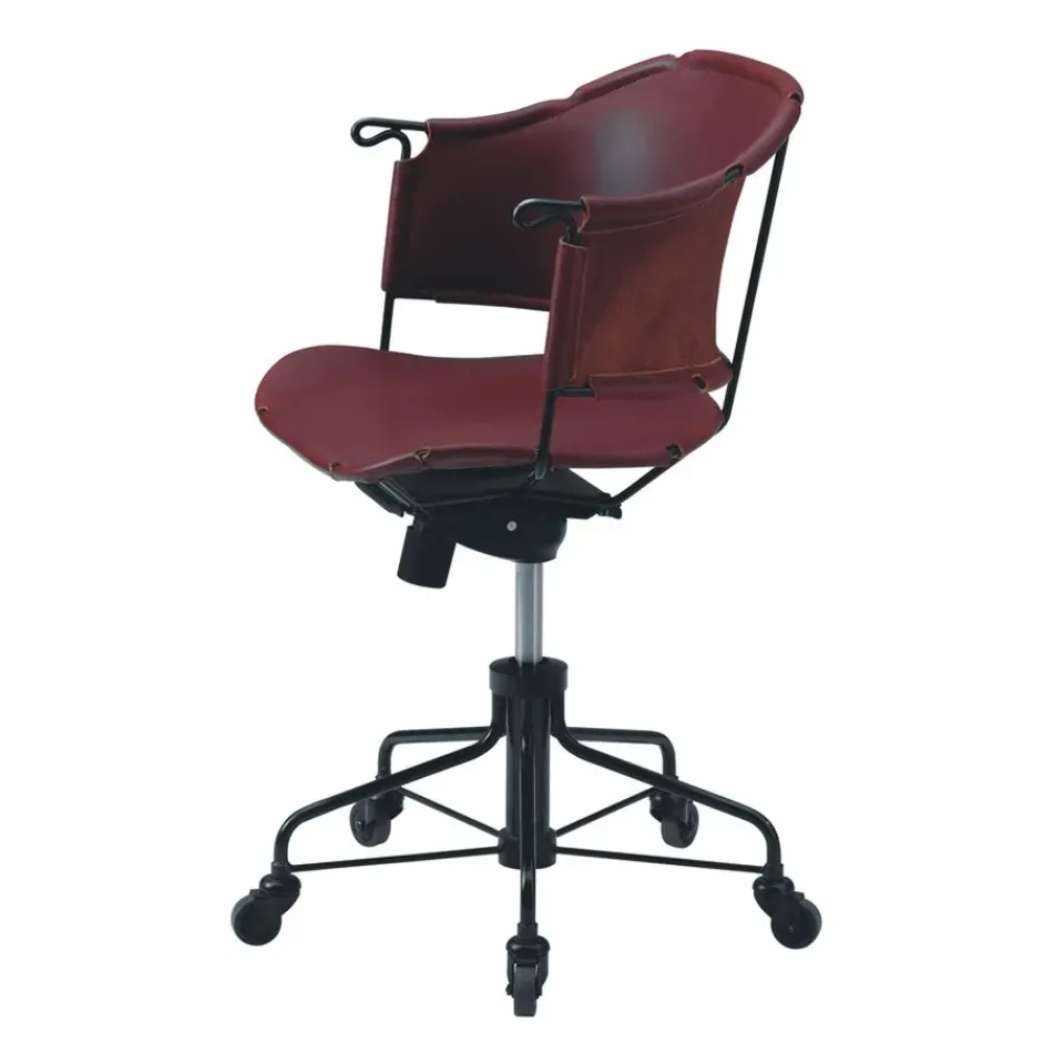Källemo Office Chairs*Sheriff office chair, Tärnsjö leather –black lacquered frame Brown