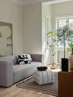 Broste Copenhagen Sitting Poufs*Sigrid pouf, Light beige-black, 50x50 cm BeigeBlack