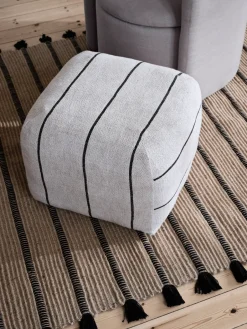 Broste Copenhagen Sitting Poufs*Sigrid pouf, Light beige-black, 50x50 cm BeigeBlack