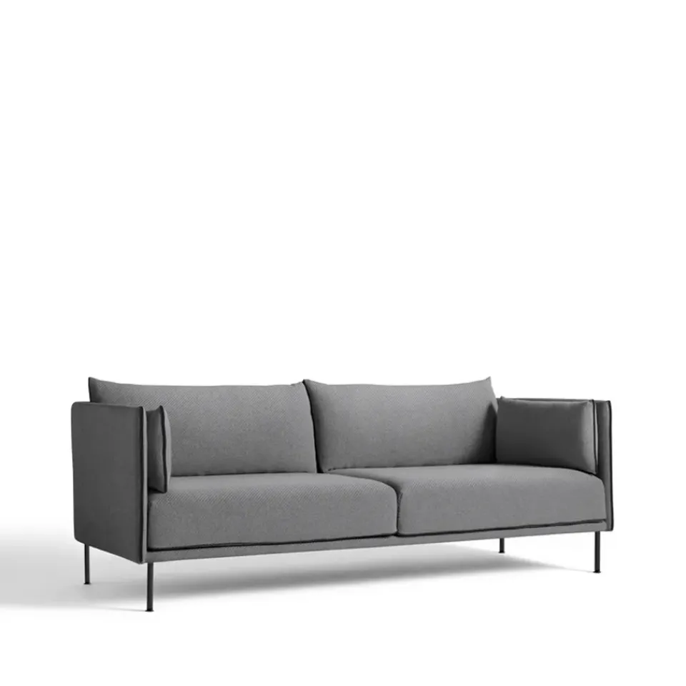 HAY Sofas*Silhouette 3-seater sofa, Coda 182 -black metal legs Grey