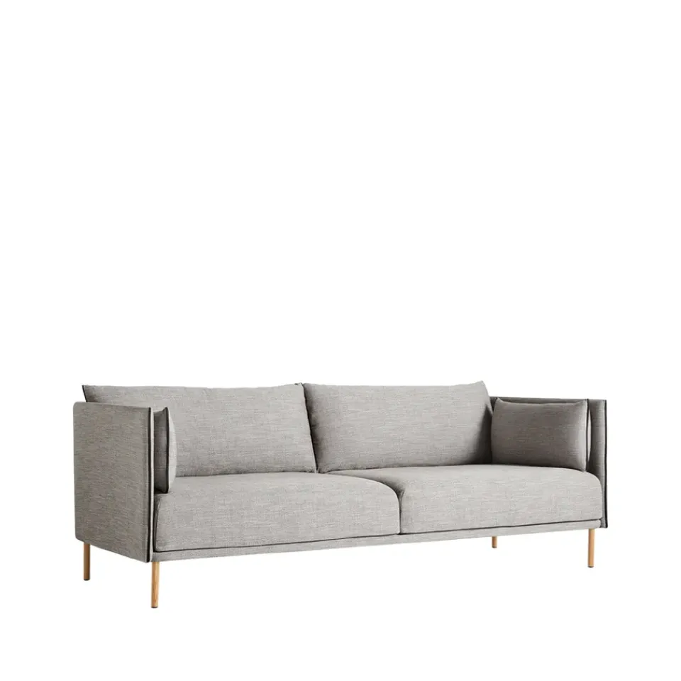 HAY Sofas*Silhouette 3-seater sofa, -black piping-oiled oak legs Grey