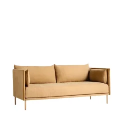 HAY Sofas*Silhouette 2-seater sofa, Linara 142-cognac leather piping-oiled oak Brown