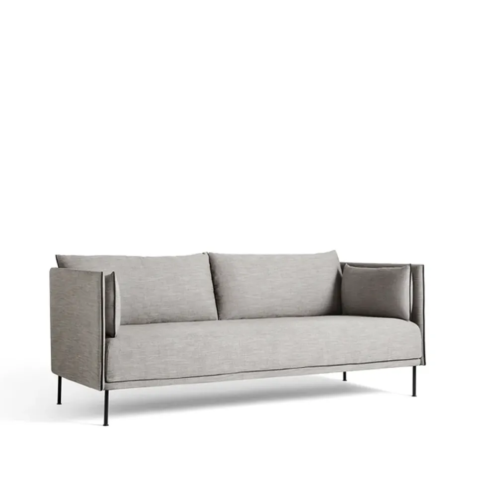 HAY Sofas*Silhouette 2-seater sofa, Ruskin 33-black metal legs Grey