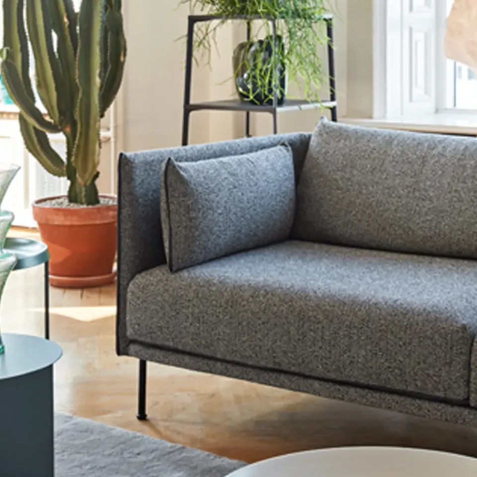 HAY Sofas*Silhouette 2-seater sofa, Ruskin 33-black metal legs Grey