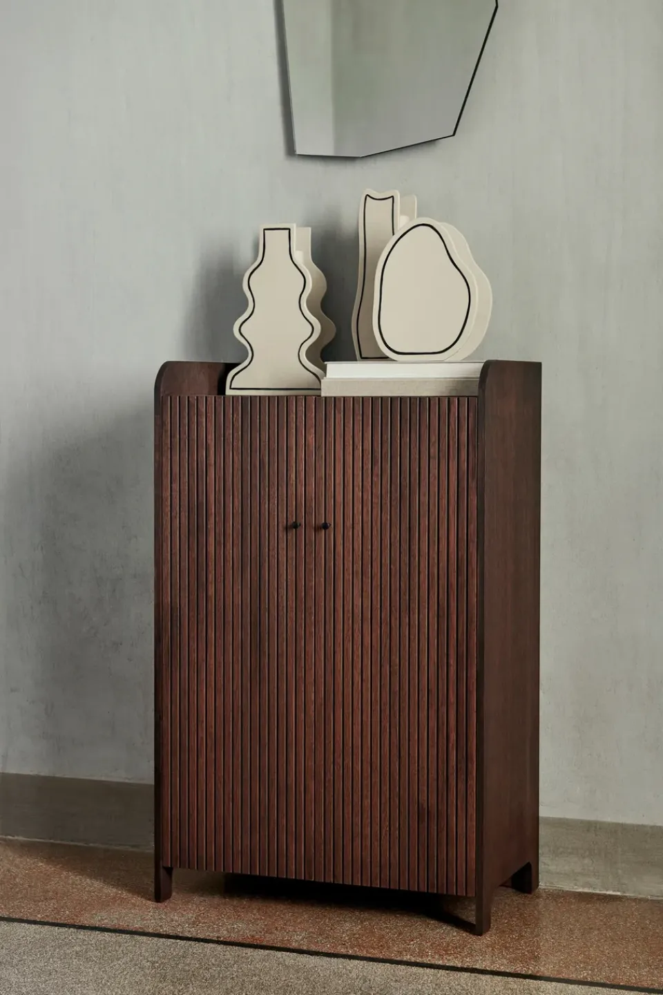 Ferm Living Display & Glass Cabinets*Sill Low cabinet, Dark stained oak Brown