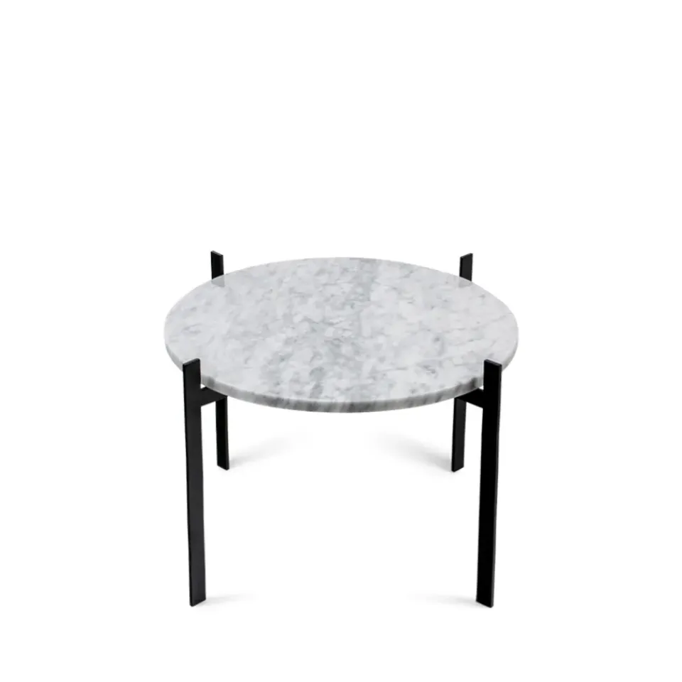 OX Denmarq Side Tables*Single Deck tray table, Marble . black stand White