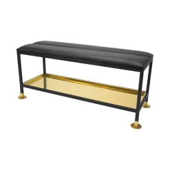 Scherlin Shoe Racks*Skobench 11, /brass. leather cushion Black
