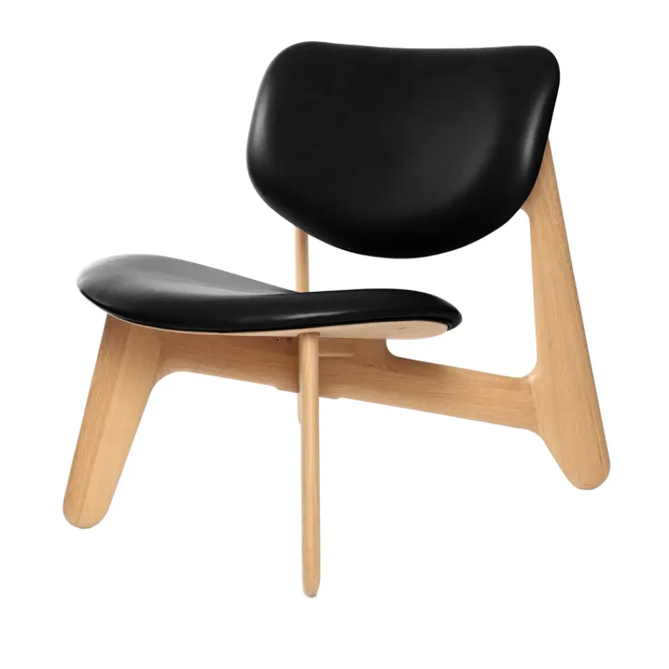 Tom Dixon Armchairs & Footstools|Chairs*Slab lounge chair upholstered seat, Natural oak-black leather BrownBlack