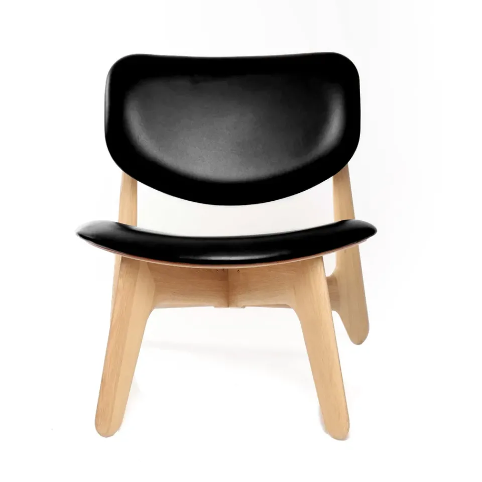 Tom Dixon Armchairs & Footstools|Chairs*Slab lounge chair upholstered seat, Natural oak-black leather BrownBlack