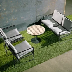SMD Design Garden Sofas & Garden Benches|Balcony Furniture*Slow 2-seat sofa, Sunbrella -black steel stand Grey