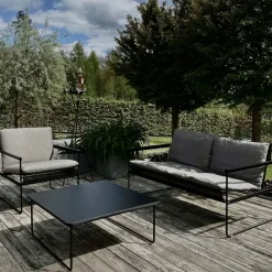 SMD Design Garden Sofas & Garden Benches|Balcony Furniture*Slow 2-seat sofa, Sunbrella -black steel stand Grey