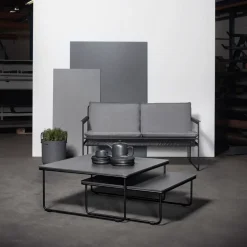 SMD Design Garden Sofas & Garden Benches|Balcony Furniture*Slow 2-seat sofa, Sunbrella -black steel stand Grey