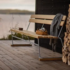 Grythyttan Stålmöbler Garden Sofas & Garden Benches|Outdoor Lounge Furniture*Soffa 5 sofa, Oak oil-hot-dip galvanized stand Beige