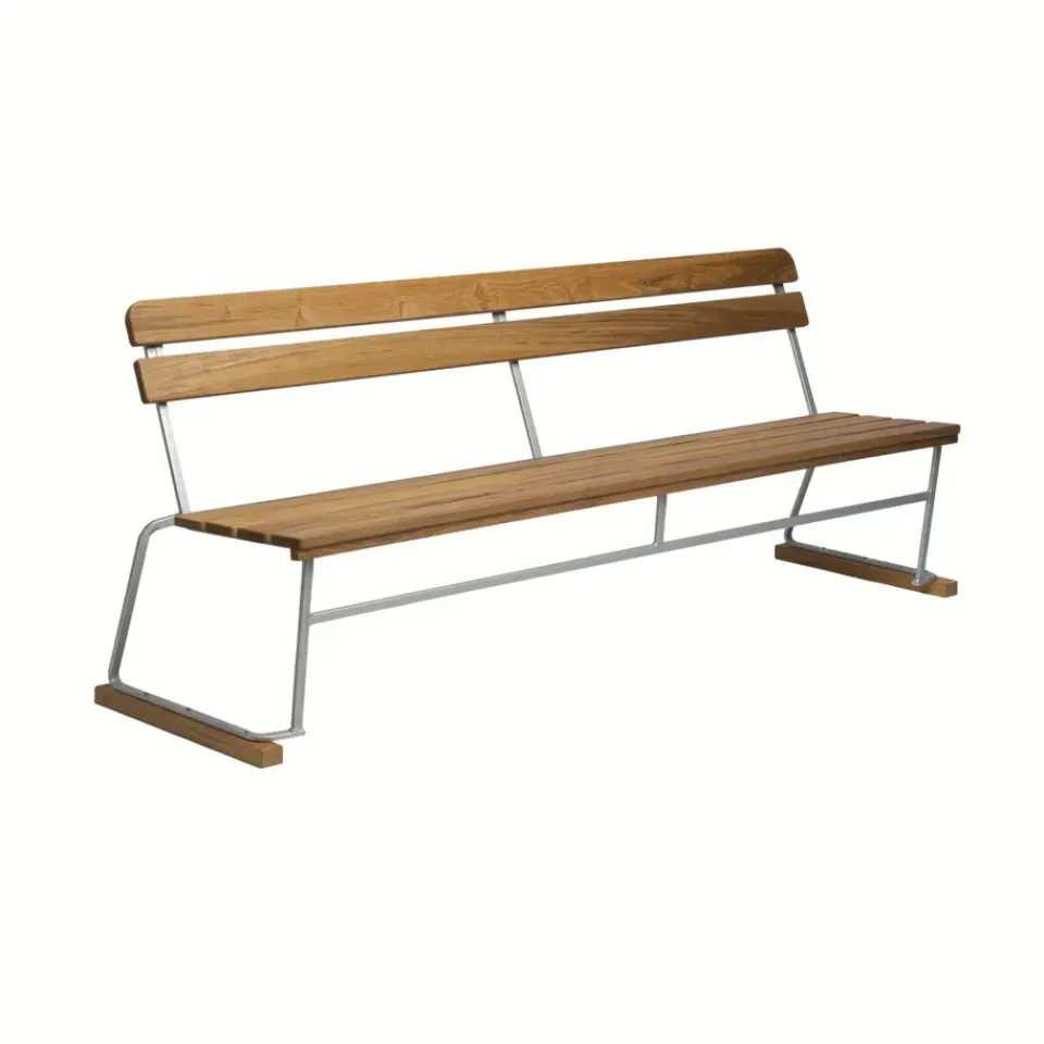 Grythyttan Stålmöbler Garden Sofas & Garden Benches|Outdoor Lounge Furniture*Soffa 5 sofa, Teak-hot-dip galvanized stand Brown