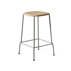 HAY Bar Stools*Soft Edge 30 Low bar stool, Soft , chrome frame Grey