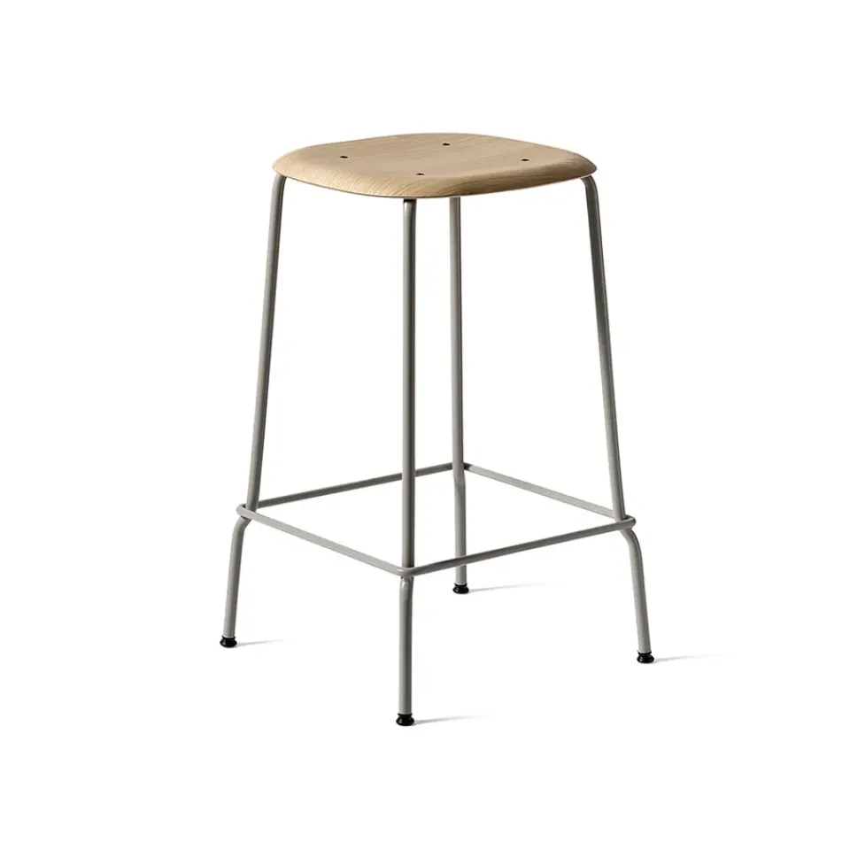 HAY Bar Stools*Soft Edge 30 Low bar stool, Soft , chrome frame Grey