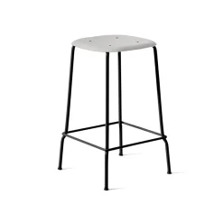HAY Bar Stools*Soft Edge 30 Low bar stool, Soft , black steel frame Grey