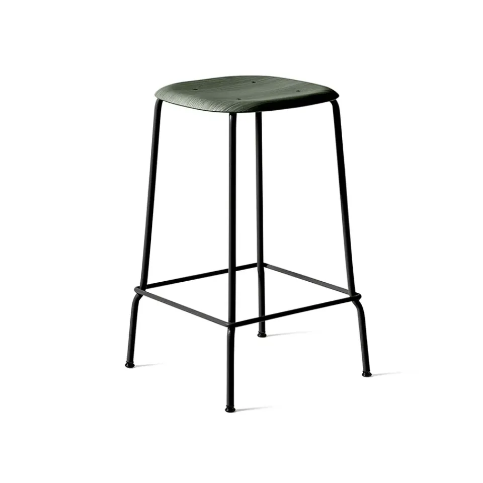 HAY Bar Stools*Soft Edge 30 Low bar stool, Hunter-black steel frame Green