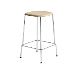 HAY Bar Stools*Soft Edge 30 Low bar stool, Water-based lacquered oak-chrome Beige