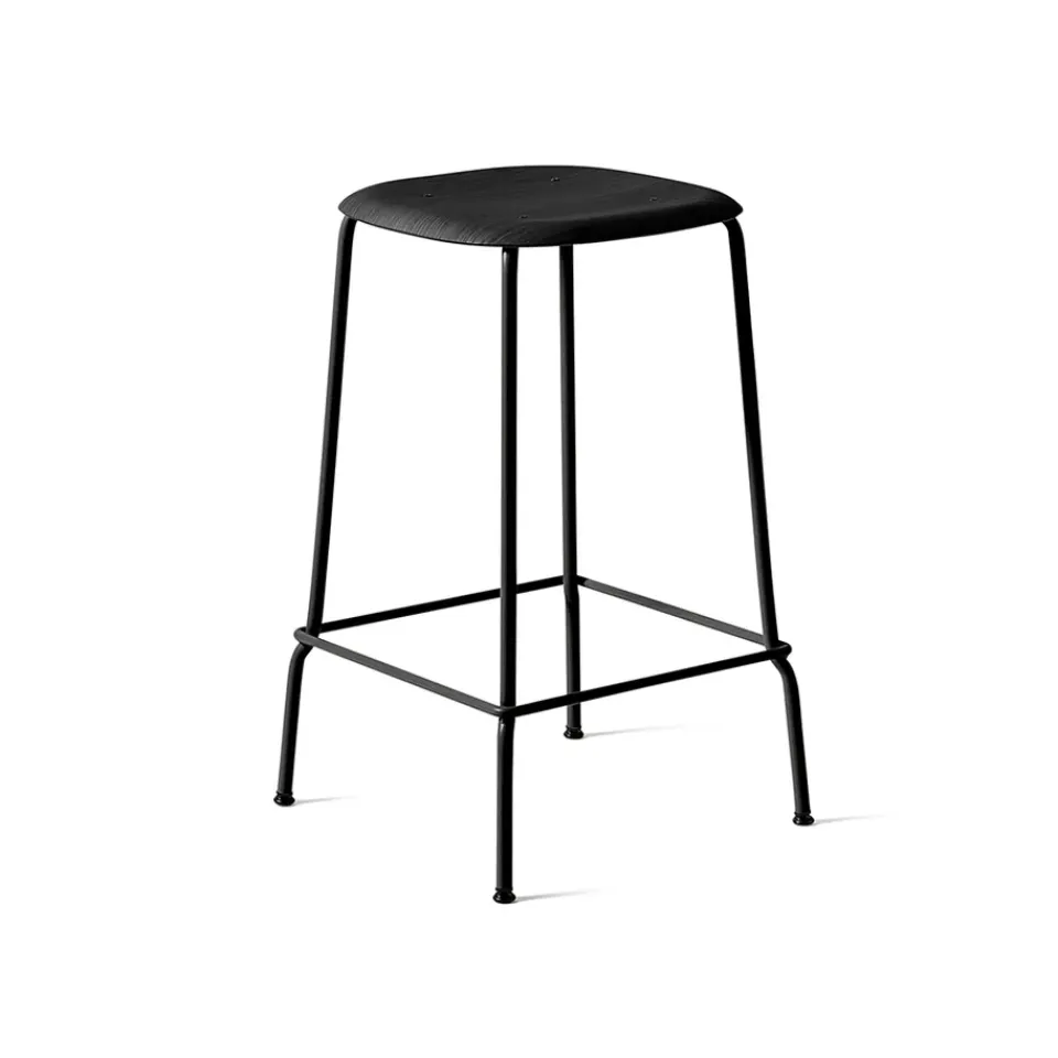 HAY Bar Stools*Soft Edge 30 Low bar stool, oak- steel frame Black