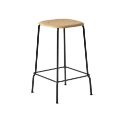 HAY Bar Stools*Soft Edge 30 Low bar stool, Oak-black steel frame Beige