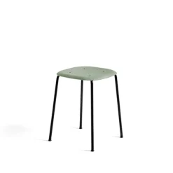 HAY Stools*Soft Edge 70 stool, Dusty -black steel frame Green