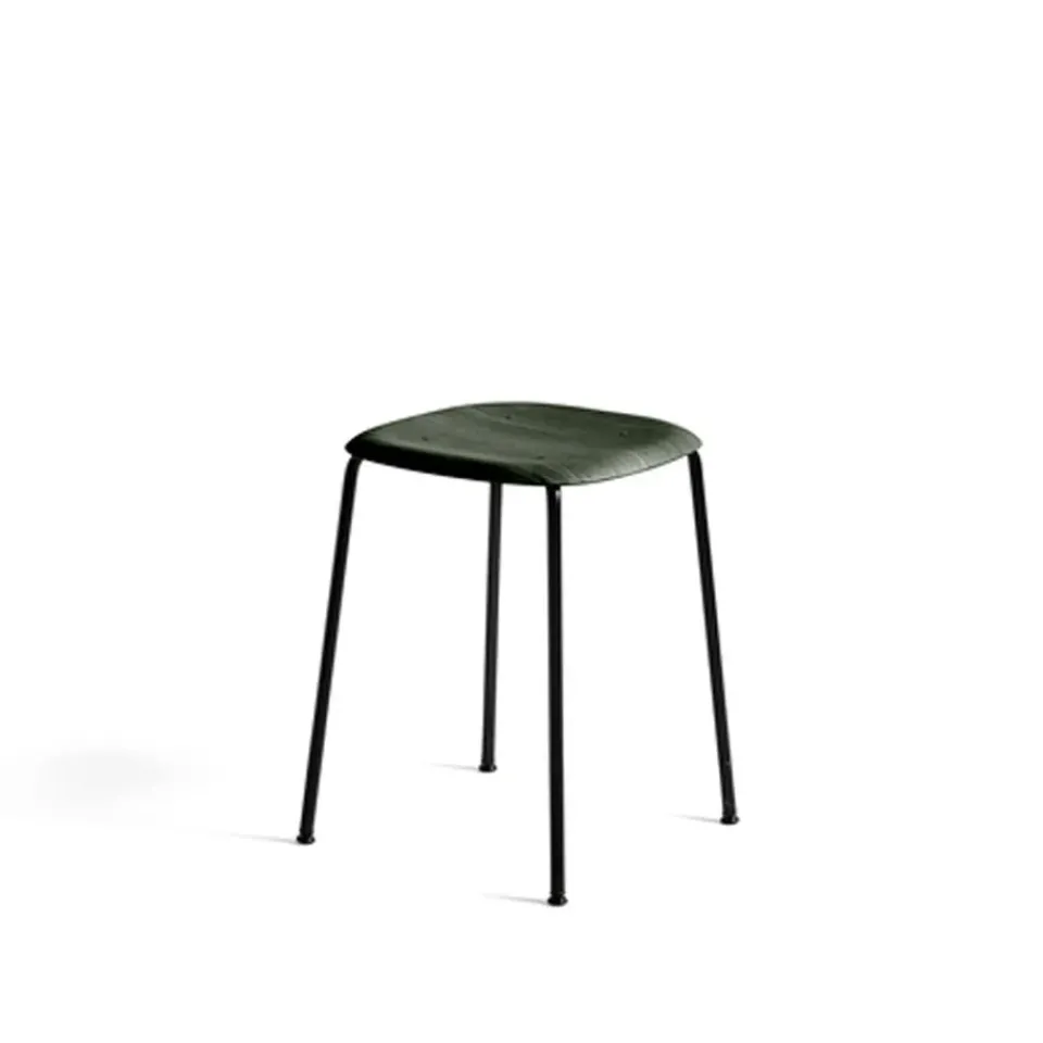 HAY Stools*Soft Edge 70 stool, Hunter, black steel frame Green