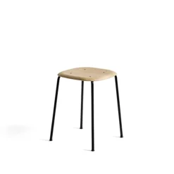 HAY Stools*Soft Edge 70 stool, Oak-black steel frame Beige
