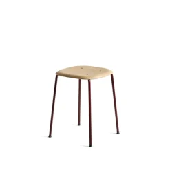 HAY Stools*Soft Edge 70 stool, Oak-fall red steel frame Beige
