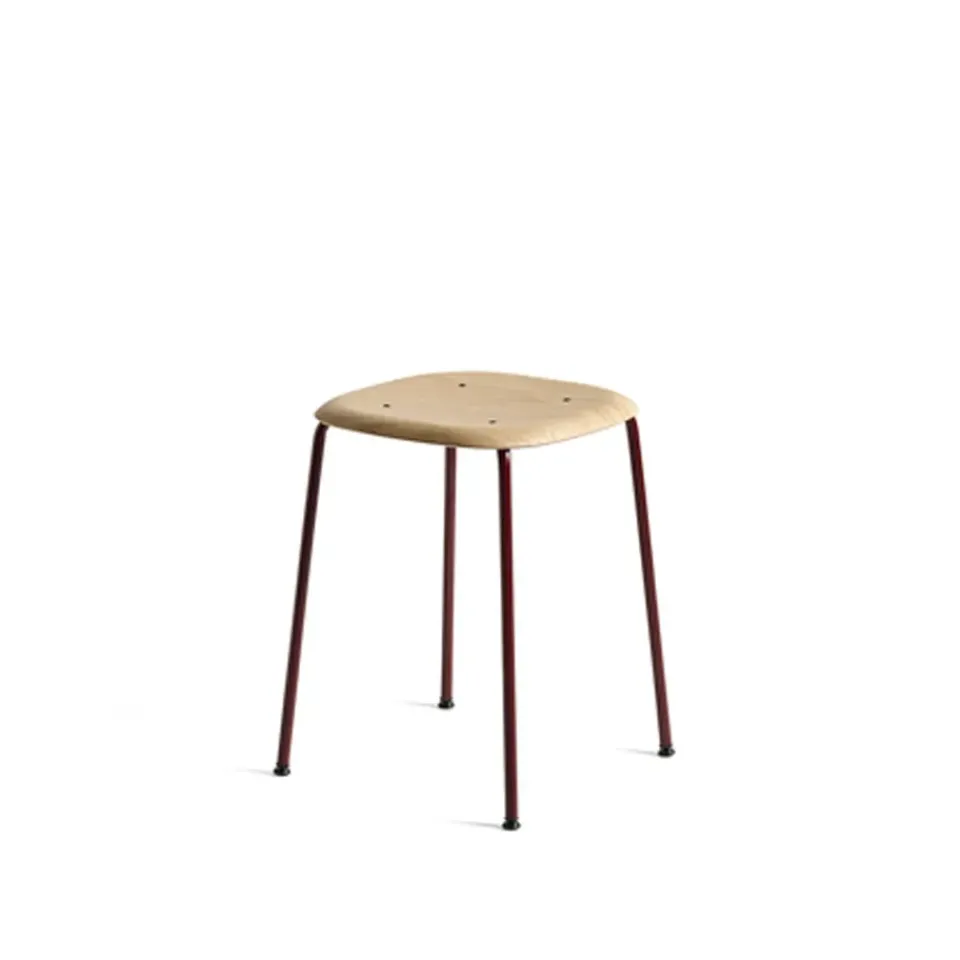 HAY Stools*Soft Edge 70 stool, Oak-fall red steel frame Beige