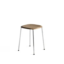 HAY Stools*Soft Edge 70 stool, Smoked oak-chrome frame Beige