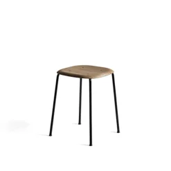 HAY Stools*Soft Edge 70 stool, Smoked oak-black steel frame Beige