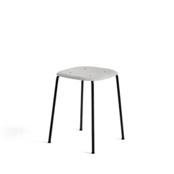 HAY Stools*Soft Edge 70 stool, Soft , black steel frame Grey