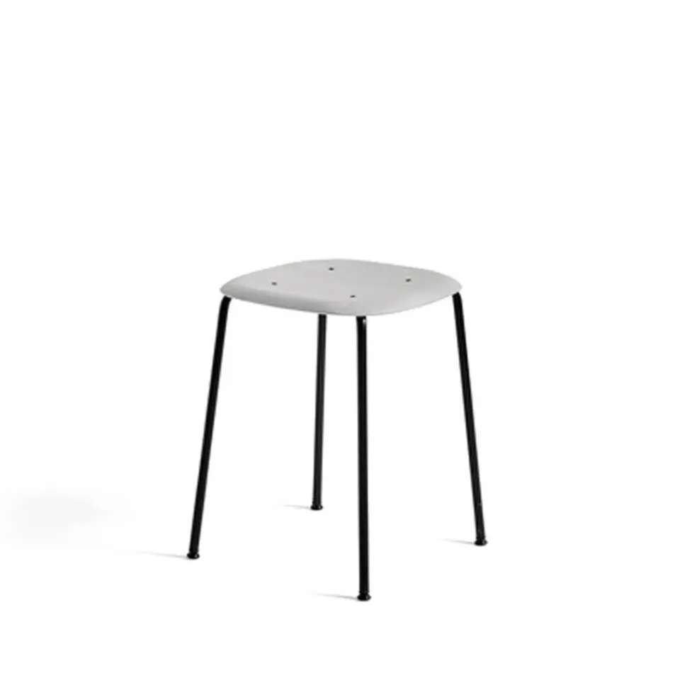HAY Stools*Soft Edge 70 stool, Soft , black steel frame Grey