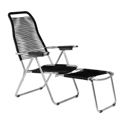 Fiam Seating*Spaghetti sun lounger with footrest, Black
