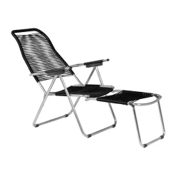 Fiam Seating*Spaghetti sun lounger with footrest, Black