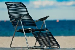 Fiam Seating*Spaghetti sun lounger with footrest, Black
