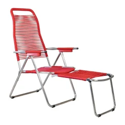 Fiam Seating*Spaghetti sun lounger with footrest, Red