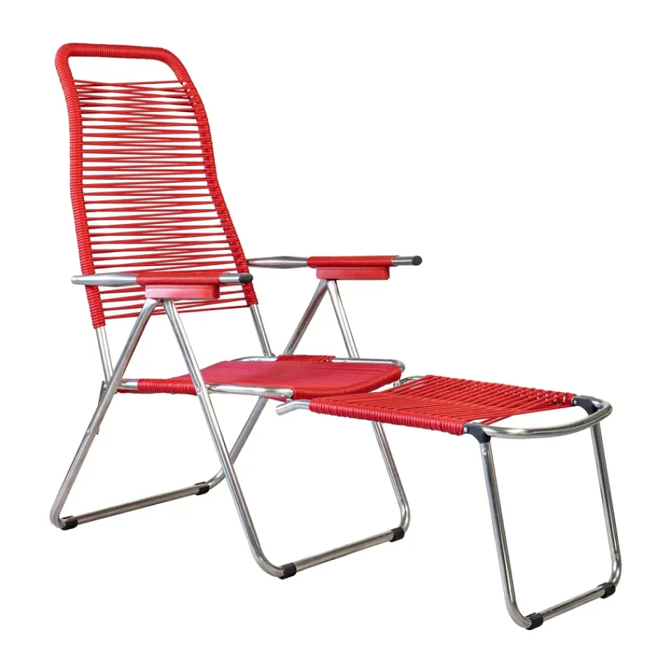 Fiam Seating*Spaghetti sun lounger with footrest, Red