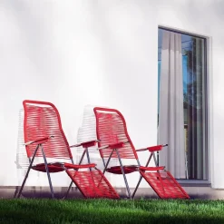 Fiam Seating*Spaghetti sun lounger with footrest, Red