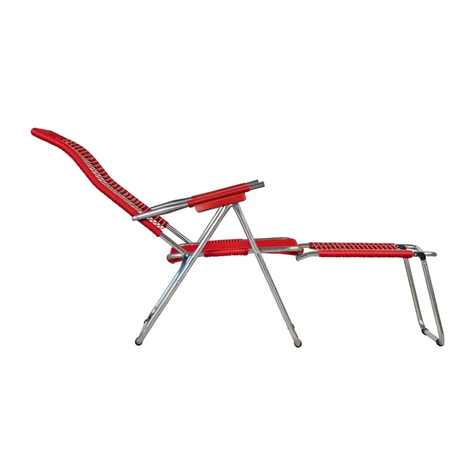 Fiam Seating*Spaghetti sun lounger with footrest, Red
