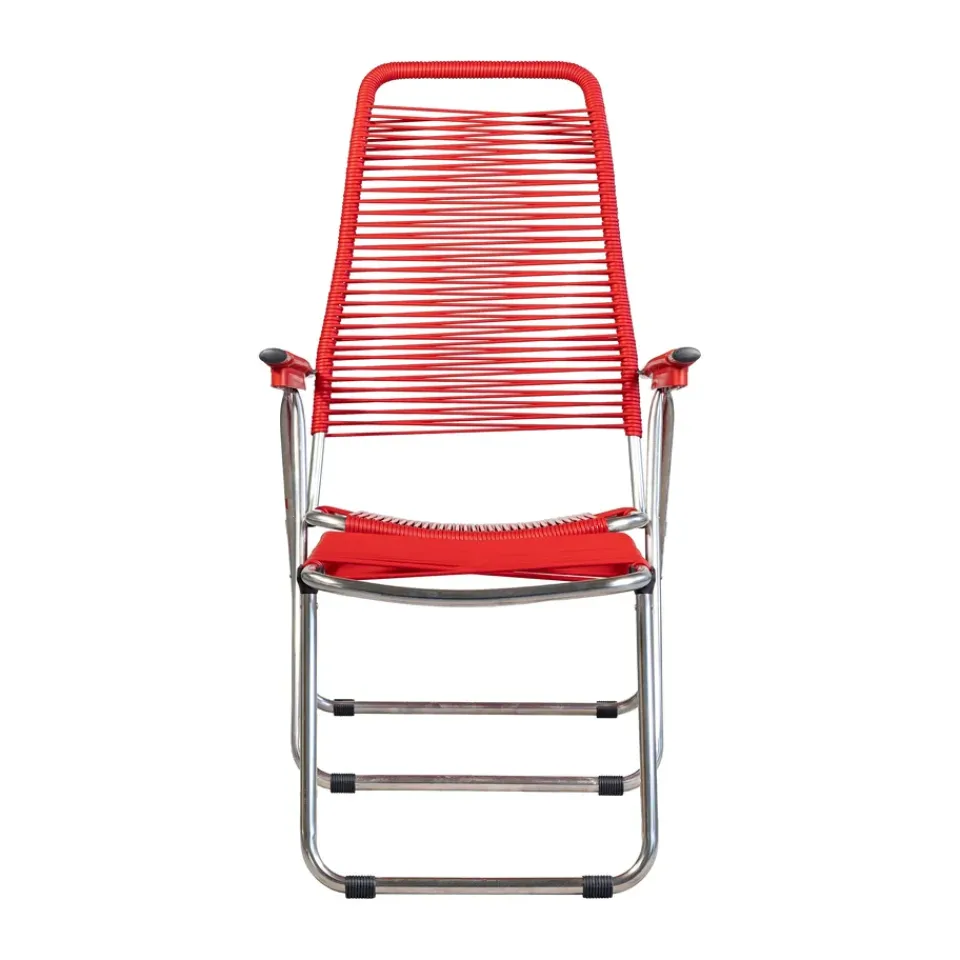 Fiam Seating*Spaghetti sun lounger with footrest, Red
