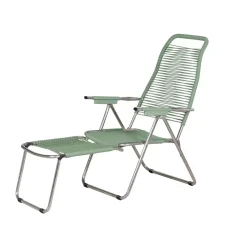 Fiam Seating*Spaghetti sun lounger with footrest, Sage Green