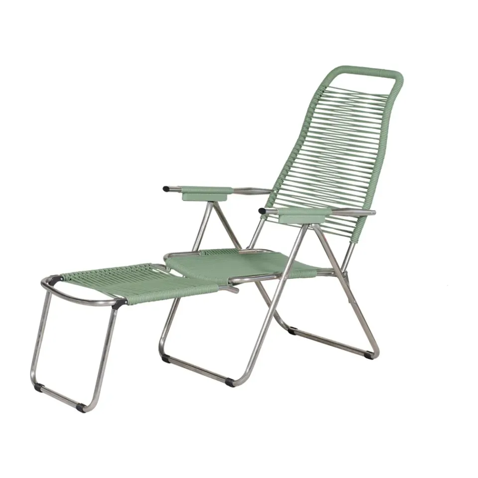 Fiam Seating*Spaghetti sun lounger with footrest, Sage Green
