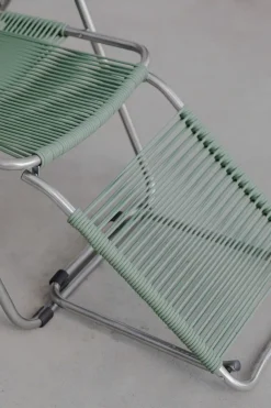 Fiam Seating*Spaghetti sun lounger with footrest, Sage Green