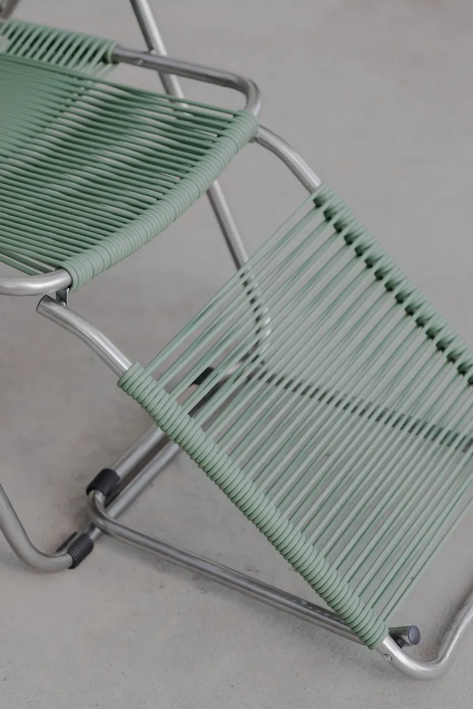 Fiam Seating*Spaghetti sun lounger with footrest, Sage Green