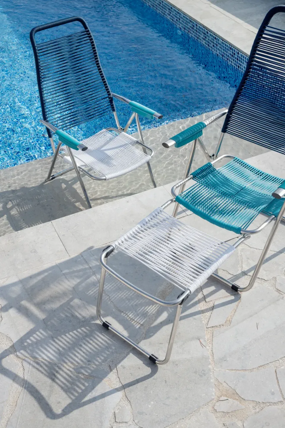 Fiam Seating*Spaghetti sun lounger with footrest, Multi-blue BlueMulti