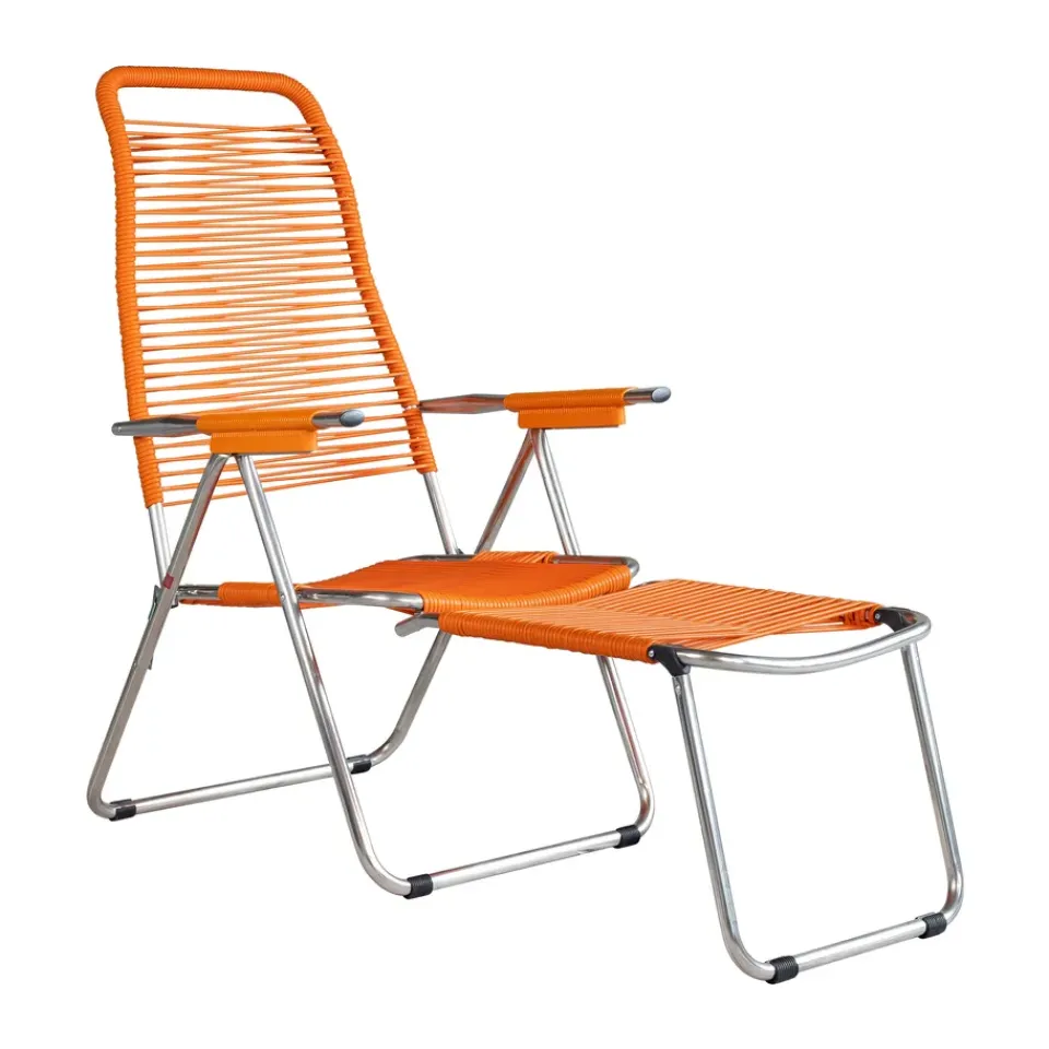 Fiam Seating*Spaghetti sun lounger with footrest, Orange