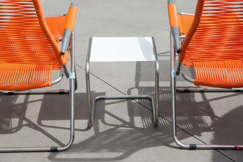 Fiam Seating*Spaghetti sun lounger with footrest, Orange